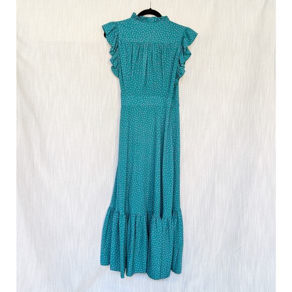 Kate Spade New York Green in Pink Polka Dot Dot Ruffle Wrap Midi Dress, size 6 - mordernwear.com Kate Spade New York Green in Pink Polka Dot Dot Ruffle Wrap Midi Dress, size 6 - mordernwear.com